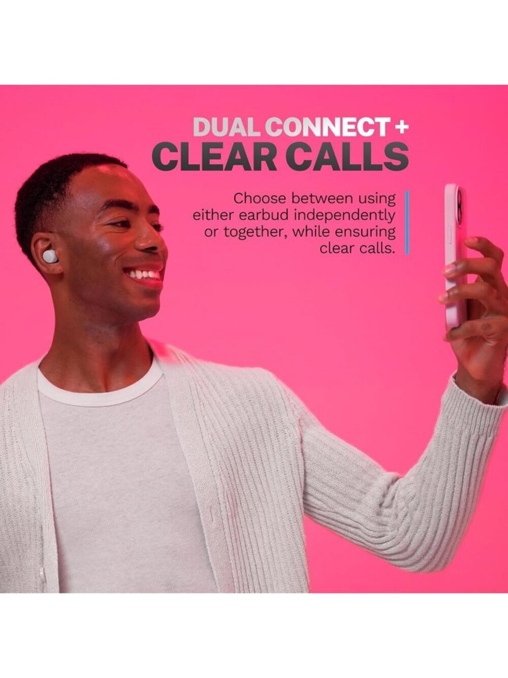 Wireless White Go Air Pop+ Microphone Dual Connect EQ3 Sound Bluetooth Earbud - Picture 5 of 6